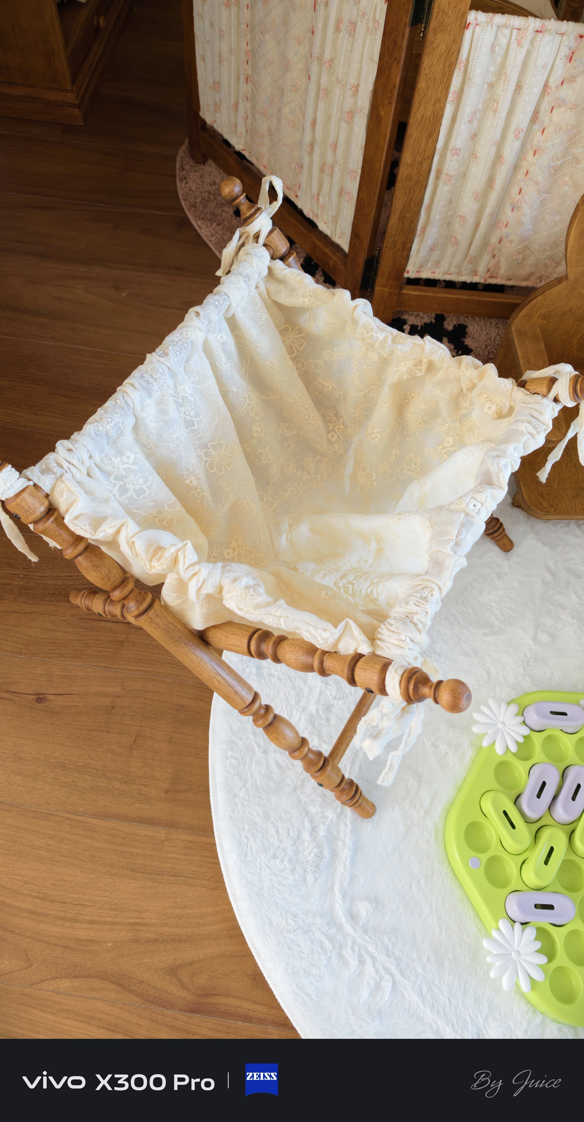 wooden storage basket for pet toys in a customer's home - Vintage French Fabric Pet Storage Hamper